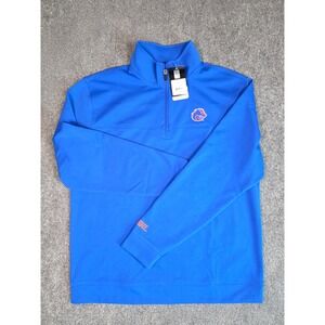 Boise State Broncos Quarter Zip Pullover Mens L Blue Waffle Knit Performance
